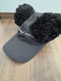 【美品】ミッキーマウス 耳付きキャップ 黒