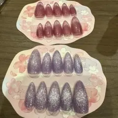 365 新色♡小さい爪の方♡マグネットジェルアーモンド型ネイルチップ 2セット