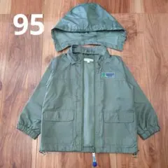 3can4on フード付きジャンパー 95 カーキ フード取り外し可 秋服