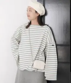 Le Minor ×スローブイエナ ボーダー 長袖 カットソー　水色