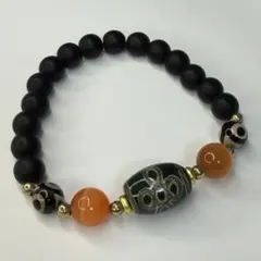 B-100 閃電五眼天珠　三眼天珠ブレスレット　内径約16cm