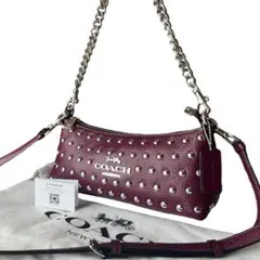 極美品✨コーチ　スタッズ　チェーン　ワンショルダーバッグ　2way パープル