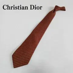 クリスチャンディオール ネクタイ 茶色 幾何柄 上質 人気デザイン【n6434】