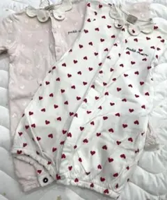 petit main ハート柄ツーウェイ・ドレスオール２枚