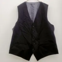 ベスト ブラック グレー ボタン シンプル 古着 レディース トップス