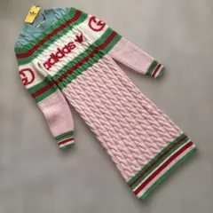 ちはやふるアディダス×グッチ　ニットワンピースXS マキシ丈　GG柄 二子玉)GUCCI×adidas グッチ×アディダス 22AWコラボ 未使用 717710