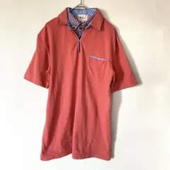THE SHOP TK ポロシャツ 重ね着風 フェイクレイヤード L テラコッタ