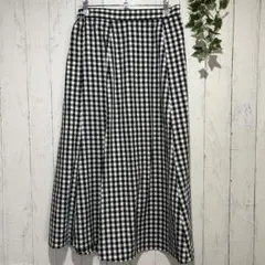 【サマンサモスモス ブルー】ギンガムチェック フレアロングスカート　Fサイズ