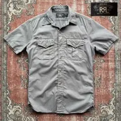 RRL ダブルアールエル ユーティリティシャツ ステンシル ミリタリー グレーのサムネイル
