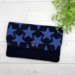 マルチケース♡星柄　紺　お薬手帳　通帳