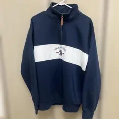ポロ POLO ハーフジップ 長袖 ロンT スウェット 古着 ネイビー 紺