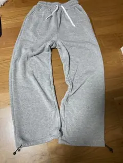 グレー スウェットパンツ 裏起毛 ドローコード付き