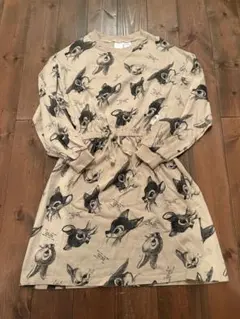 Disney Classics バンビ柄 長袖ワンピース 140