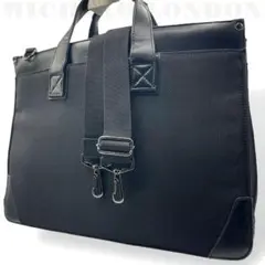 美品　ミチコロンドン　2way ビジネスバッグ　ショルダー　レザー　ナイロン　黒のサムネイル