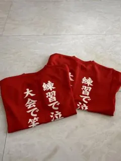 練習で泣き大会で笑え！ 半袖Tシャツ レッド　キズ、汚れあり2枚組