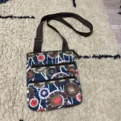 レスポートサック 3ZIP ショルダーバッグ 秋色花柄 紺
