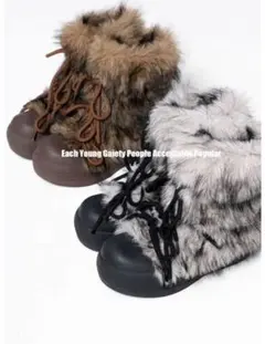 ファー付きショートブーツ 2色展開