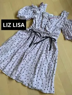 LIZ LISA リズリサ ワンピース ピンク　ハート柄　パフスリーブ　リボンのサムネイル