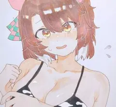 ウマ娘 ダンツフレーム 手描きイラスト 色紙 アナログイラスト - メルカリ