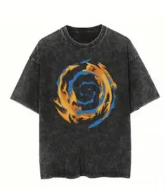 ダークグレー スピラル模様 Tシャツ