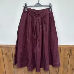 GLOBAL WORK レディース　ロングフレアスカート　ワインレッド　Lサイズ