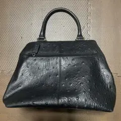 ブラックオーストリッチ風ハンドバッグ美品