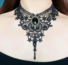 ゴシック ゴスロリ レース チョーカー ネックレス ゴージャス イベント 黒