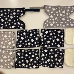 抱っこひも、チャイルドシート用パッド４点セット 星柄 クマ刺繍