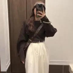 しまむら　バナナスリーブラグランニットプルオーバー　M