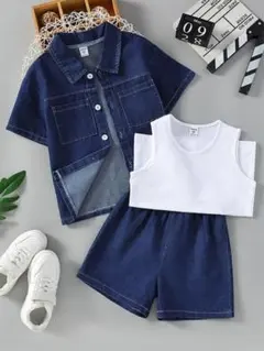 SHEIN キッズ デニムセットアップ 110cmのサムネイル