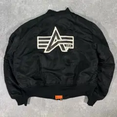 90s USA製　アルファ　MA-1 フライトジャケット　XL レザーワッペン