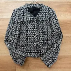 美品✨アナイ ジュールトゥルニエ ツイードノーカラージャケット 38 マルチ