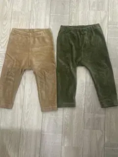 コーデュロイ UNIQLO ベビーレギンスパンツ ベージュ カーキ 2枚