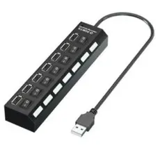 【新品】7ポート USB2.0ハブ 独立スイッチ搭載 ブラック