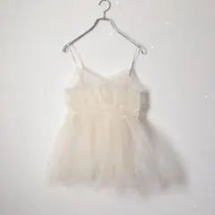 キャミソール　シースルー　ビスチェ　シアー　レイヤード　重ね着　フレア　フリル