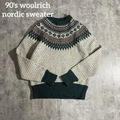 90's woolrichウールリッチ古着ノルディック柄セーターvintage