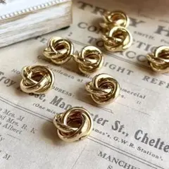 Ｎｏ．167 結び リング ゴールド パーツ 4点 ロンデル