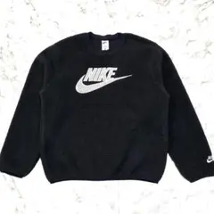 人気M✨️ナイキ NIKE ボアトレーナー スウェット黒 デカロゴ メッシュロゴ
