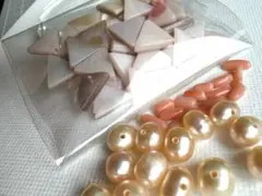 在庫処分 三角シェル 淡水パール サンゴ 桜色 ピンク ハンドメイド素材 セット