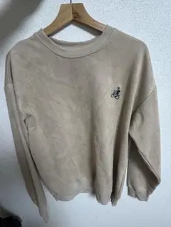 ベージュ 自転車刺繍 スウェット