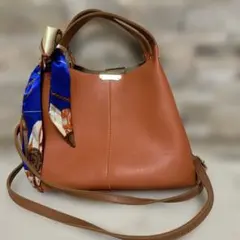 オレンジ スカーフ付き ハンドバッグ