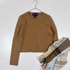 RALPH LAUREN ラルフローレン Vネック ウール ニット ベージュ M