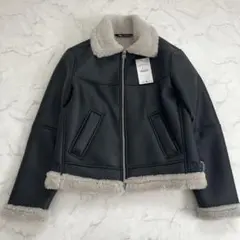 新品 ZARA ザラ ムートンジャケット レザー ボアジャケット