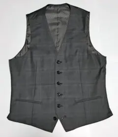 コムサメン 高級イタリア製生地　チェルッティ　グレー チェック　ジレ　ベスト
