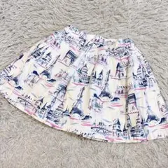 【美品】BeBe ベベ パリ柄スカート 140サイズ 総柄 可愛い フレアのサムネイル