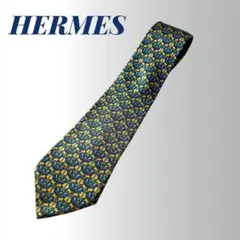 HERMES エルメス ネクタイ 馬具総柄 シルク100% フランス製