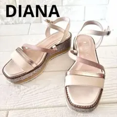 DIANA ストラップサンダル 22cm ベージュ 厚底 ウェッジソール