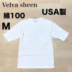 VELVA SHEEN 白 ポケットT クルーネック M USA 五分袖 訳あり