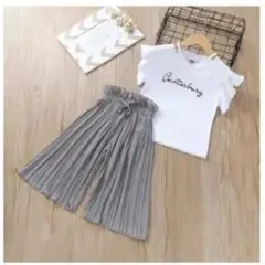 新品 女の子セットアップ トップス フリル袖 ギャザーパンツ ボトムス Tシャツ