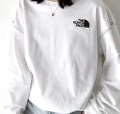 【新品】ノースフェイス 韓国限定 ホワイトレーベル ロゴ ロンT ホワイト M